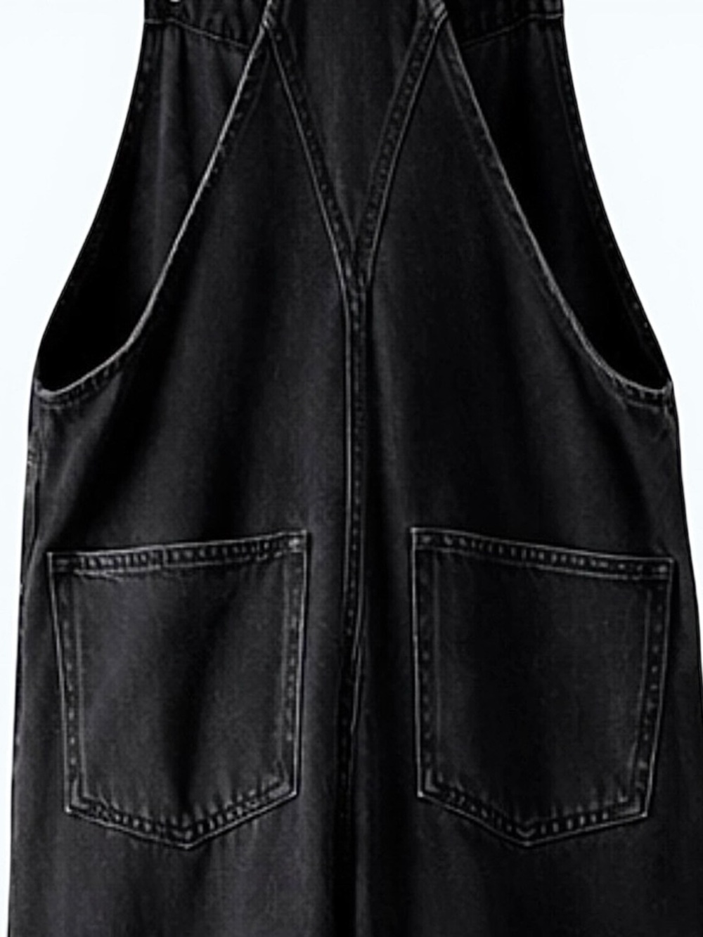 Mango Wide Leg Denim Overalls Cotton Black Size Medium Excellent Condition - Picture 6 of 11